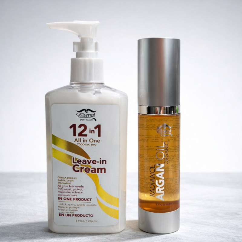 Eternal Hair Repair Duo – Leave-In Cream + Argan Oil Serum